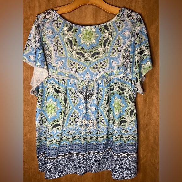One World Boho V Neck Pattern With Lace top Neckline 2x - Picture 4 of 8